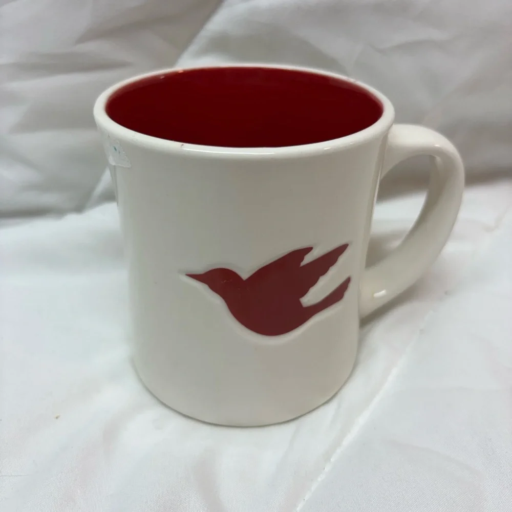 Starbucks Holiday Embossed Red Dove Peace Bird 12 oz. Coffee Mug 2008, Christmas